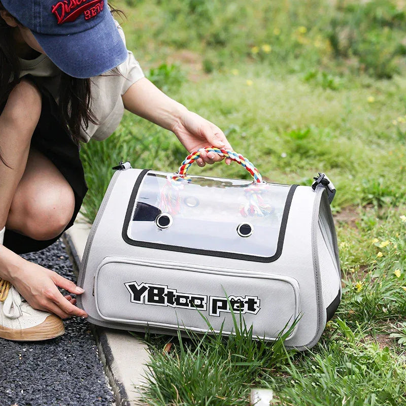 Sturdy Cat Carrier - Transparent Soft Sided Dog Carrier & Travel Pet Pack - silvia-therhond